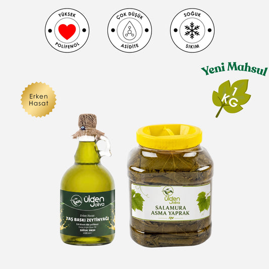 Ülgen Oliva Premium Gurme Tanışma Paketi (1 KG Yaprak + 1 Litre Zeytinyağı)