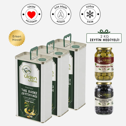 3 Adet Erken Hasat Soğuk Sıkım Zeytinyağı • 5 lt
